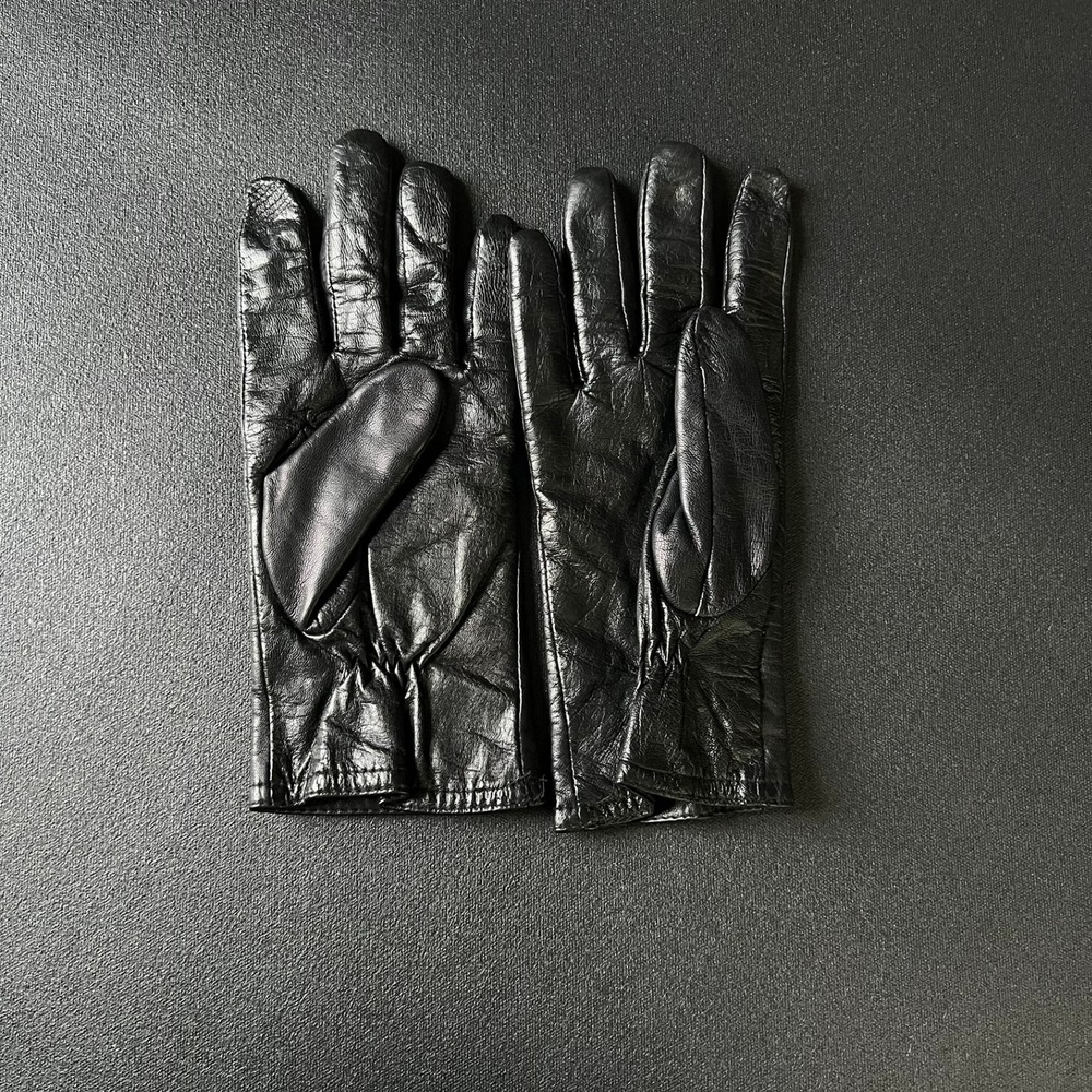 Merona Womens Black Genuine Leather Gloves L/XL Lined Minimalist Classic Sleek